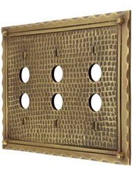 Bungalow Style Triple Push Button Switch Plate In Solid Cast Brass